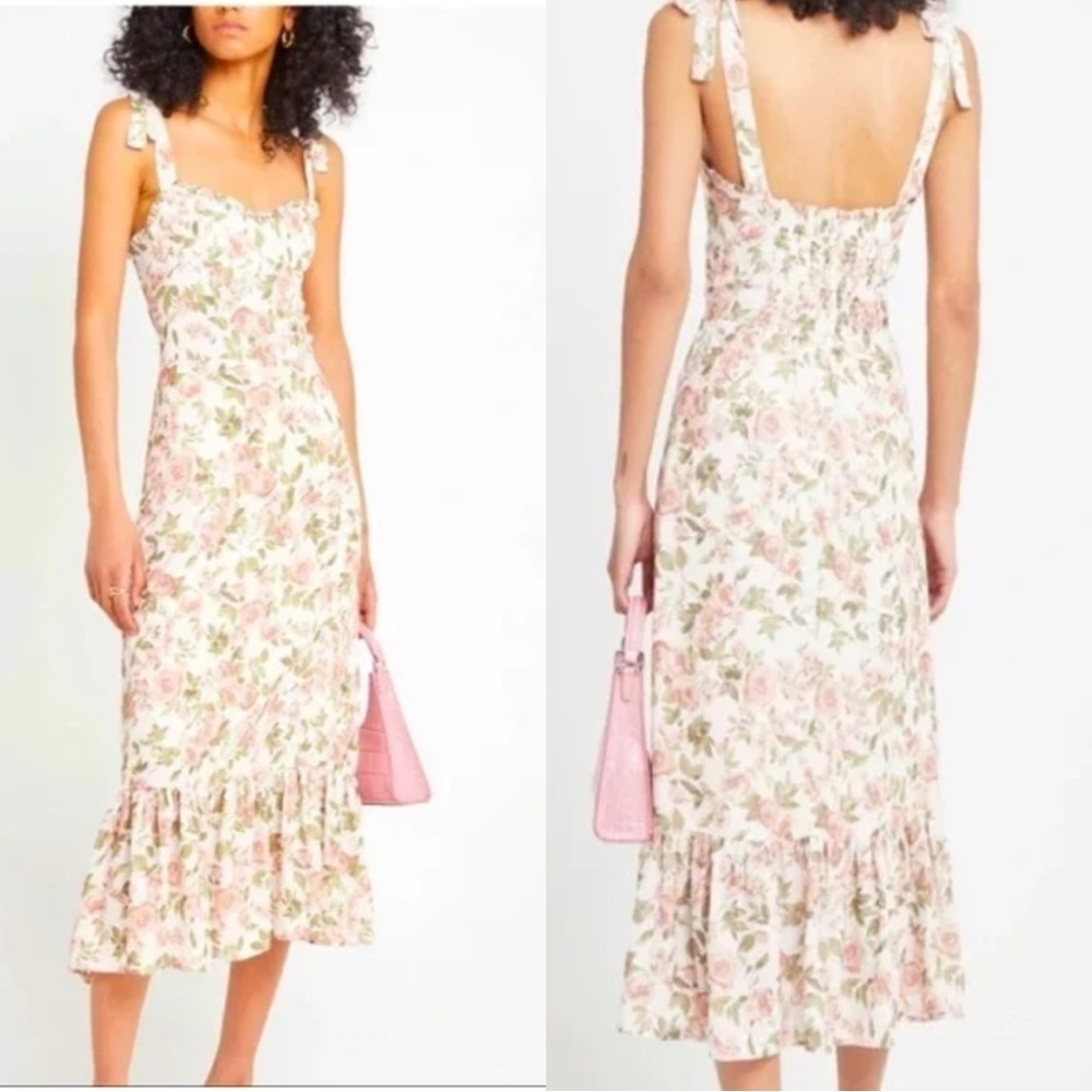 NWT O.P.T Corset Floral Corset Midi Dress Size: Large - Picture 1 of 7
